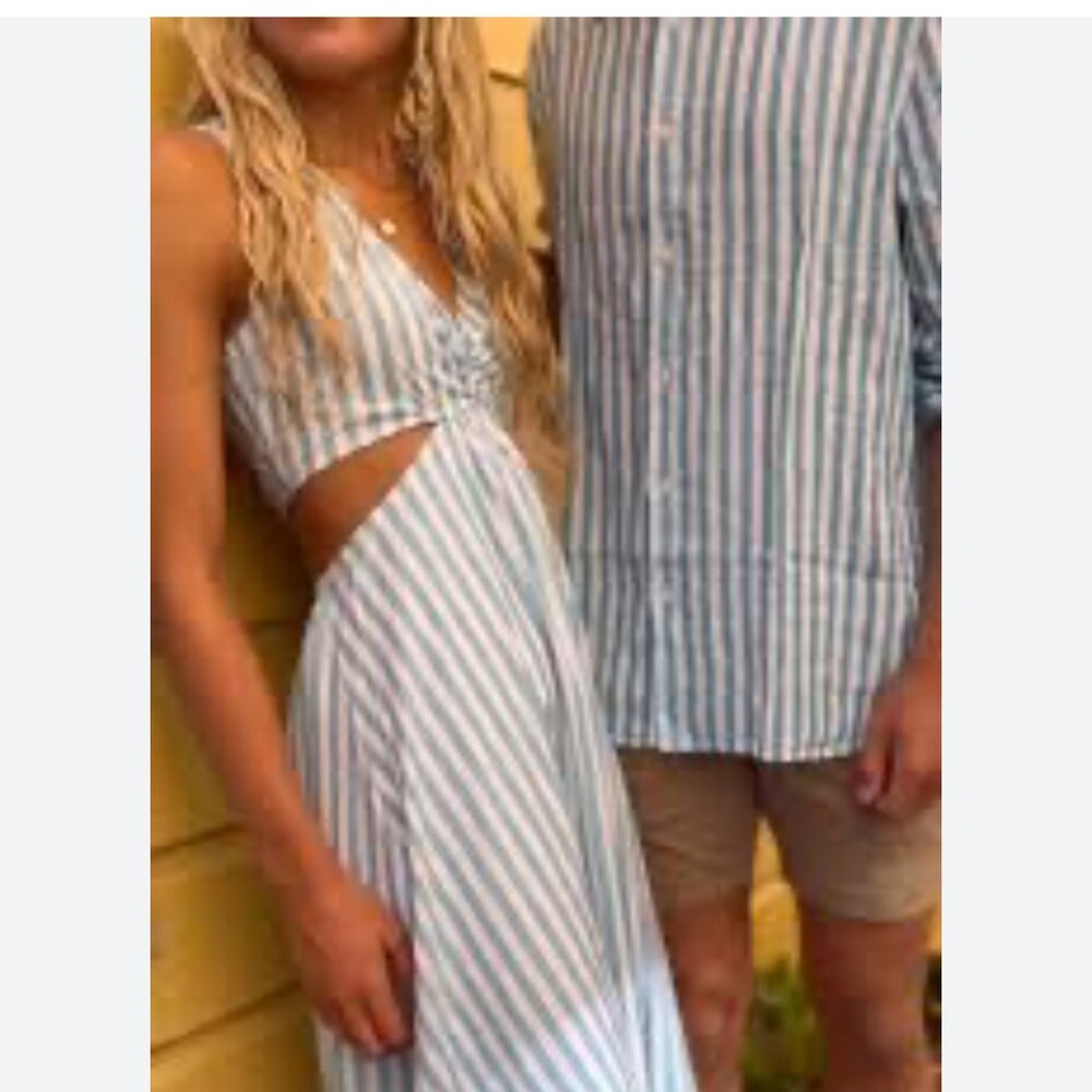nwt VINEYARD VINES VIIIRRAL cutout striped poplin midi dress 4 $180 tags